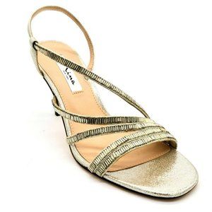 Nina Metallic Gold Strappy Low-Heel Sandal